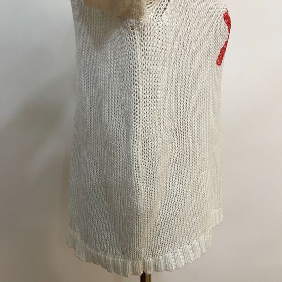 Wooden Ships Anthropologie Paola Buendia Sweater X-Small Small White Red XOXO - Picture 7 of 9